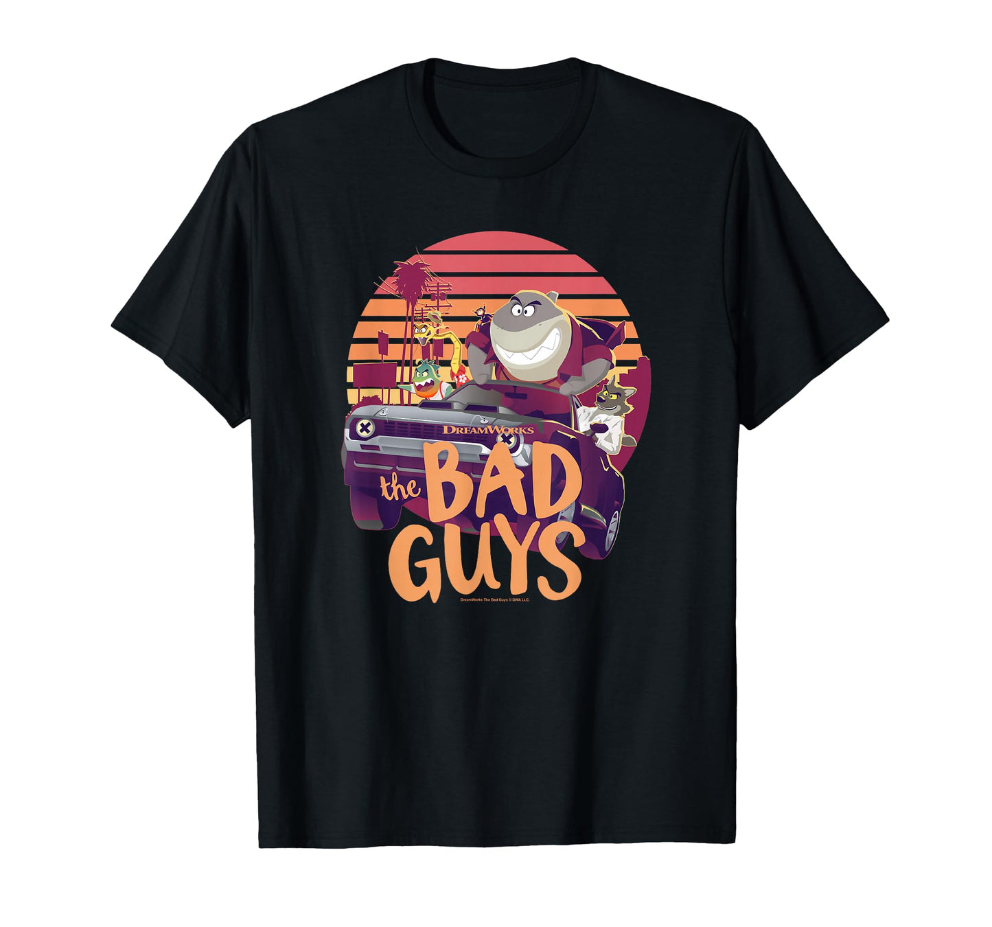 The Bad Guys Group Getaway Car Sunset Poster T-Shirt