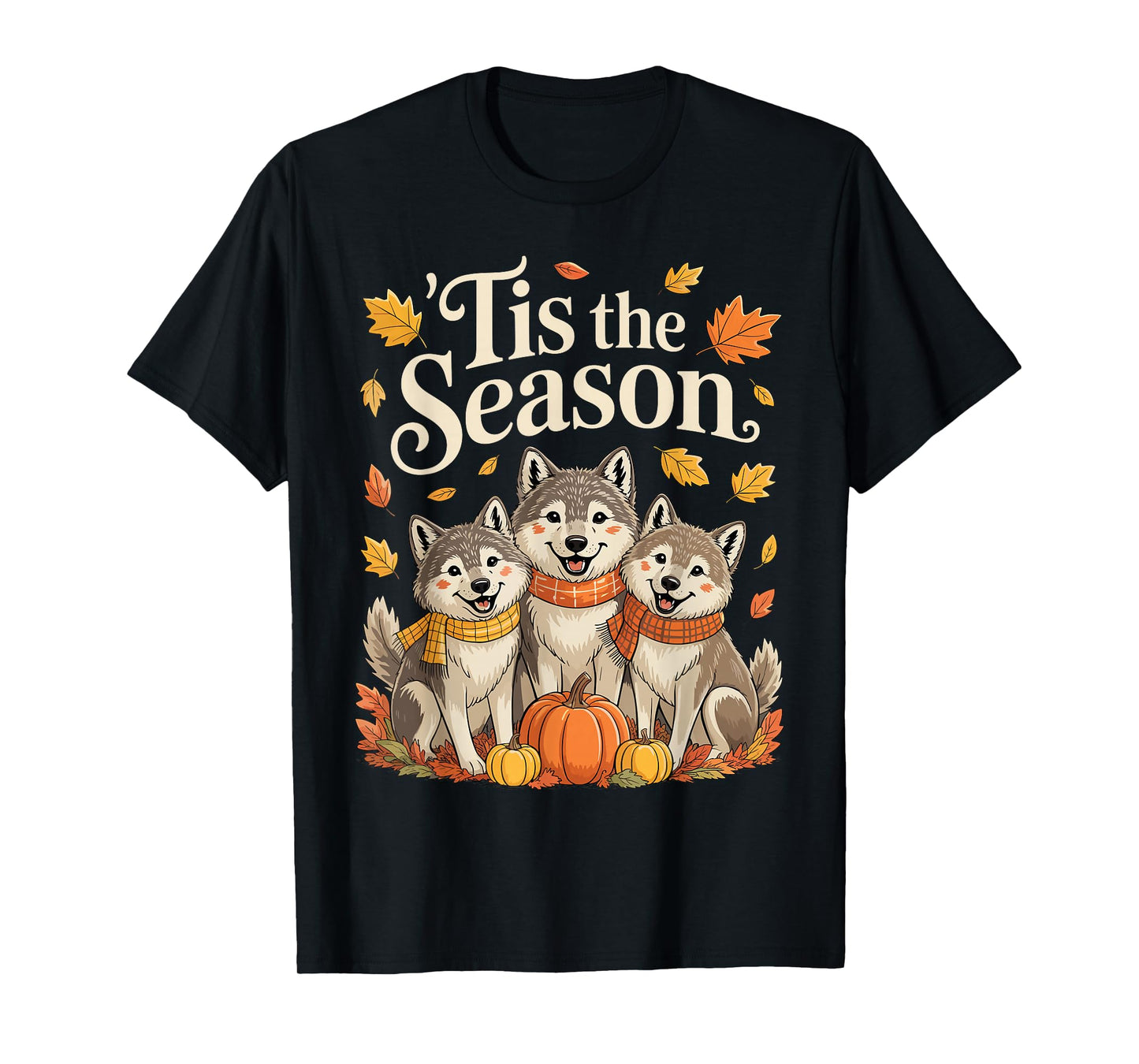 Tis The Season Wolf Fall Autumn Pumpkin T-Shirt