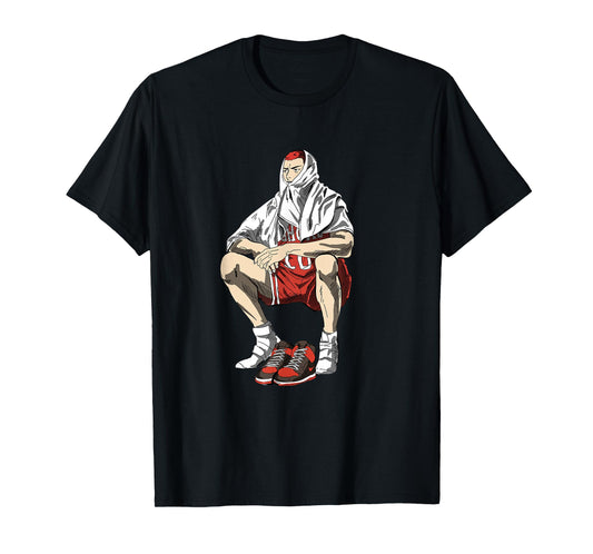 Bokchu Hanamichi Sakuragi Anime Cartoon T-Shirt, Black, Small, Unisex-Adults, Short Sleeve, T-Shirt, Casual, Trendy