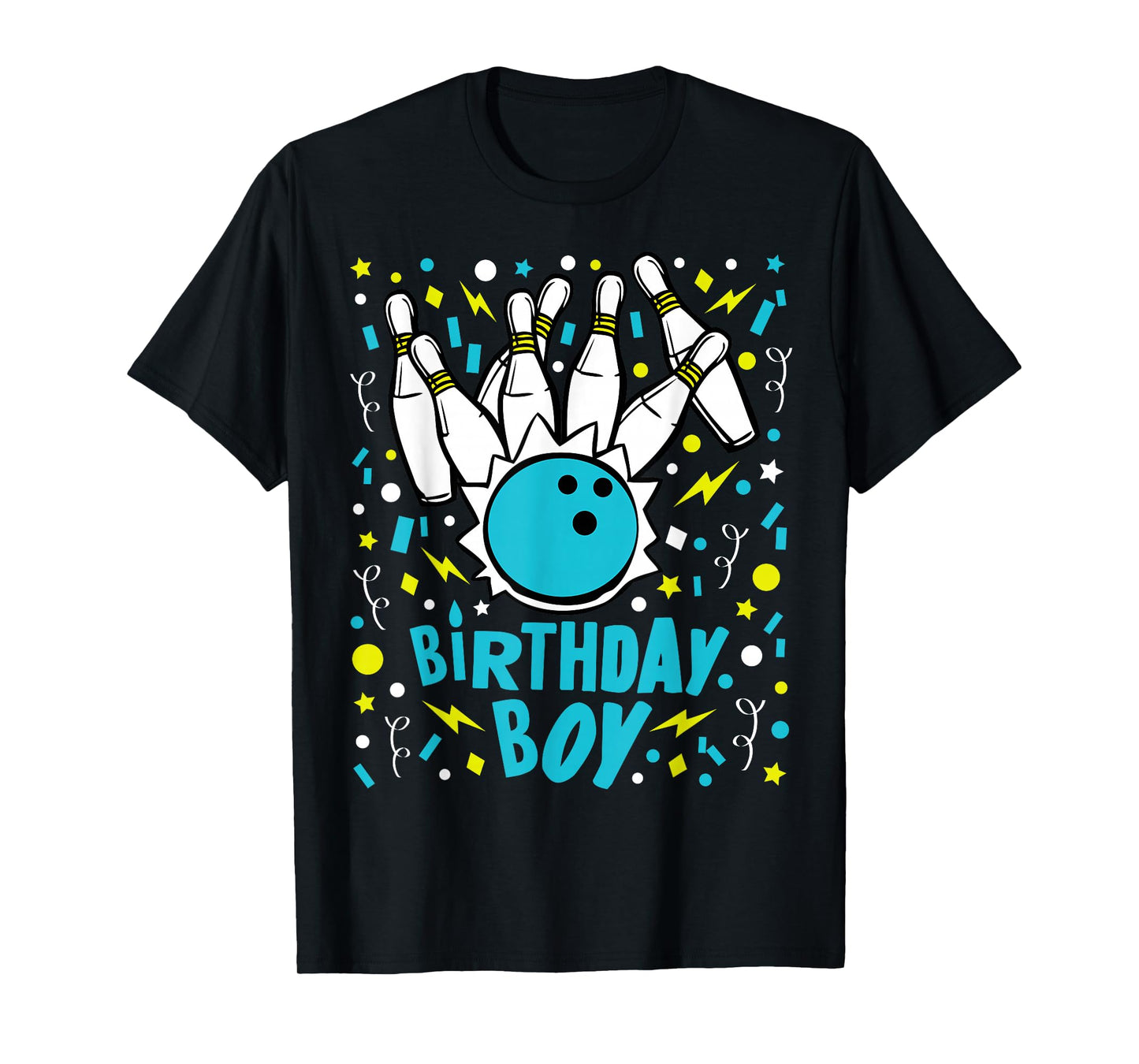 Boys Bowling Party Birthday Boy Kids Pins Bowler Gift T-Shirt
