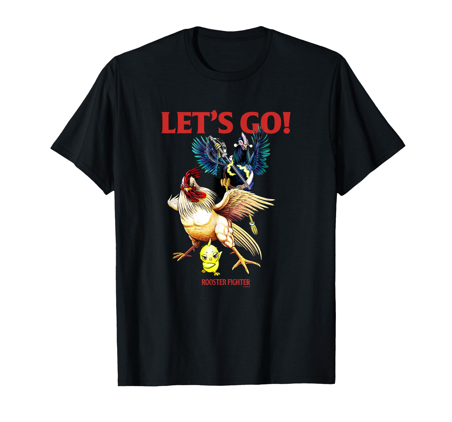Rooster Fighter T-Shirt: Unisex-Adults, Black, Small, Short Sleeve, Classic Fit, Graphic Design