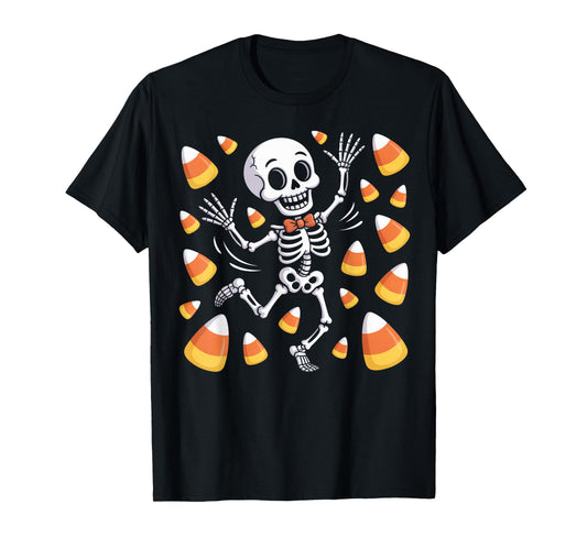 Dancing Skeleton Halloween Candy Corn Costume Tee T-Shirt