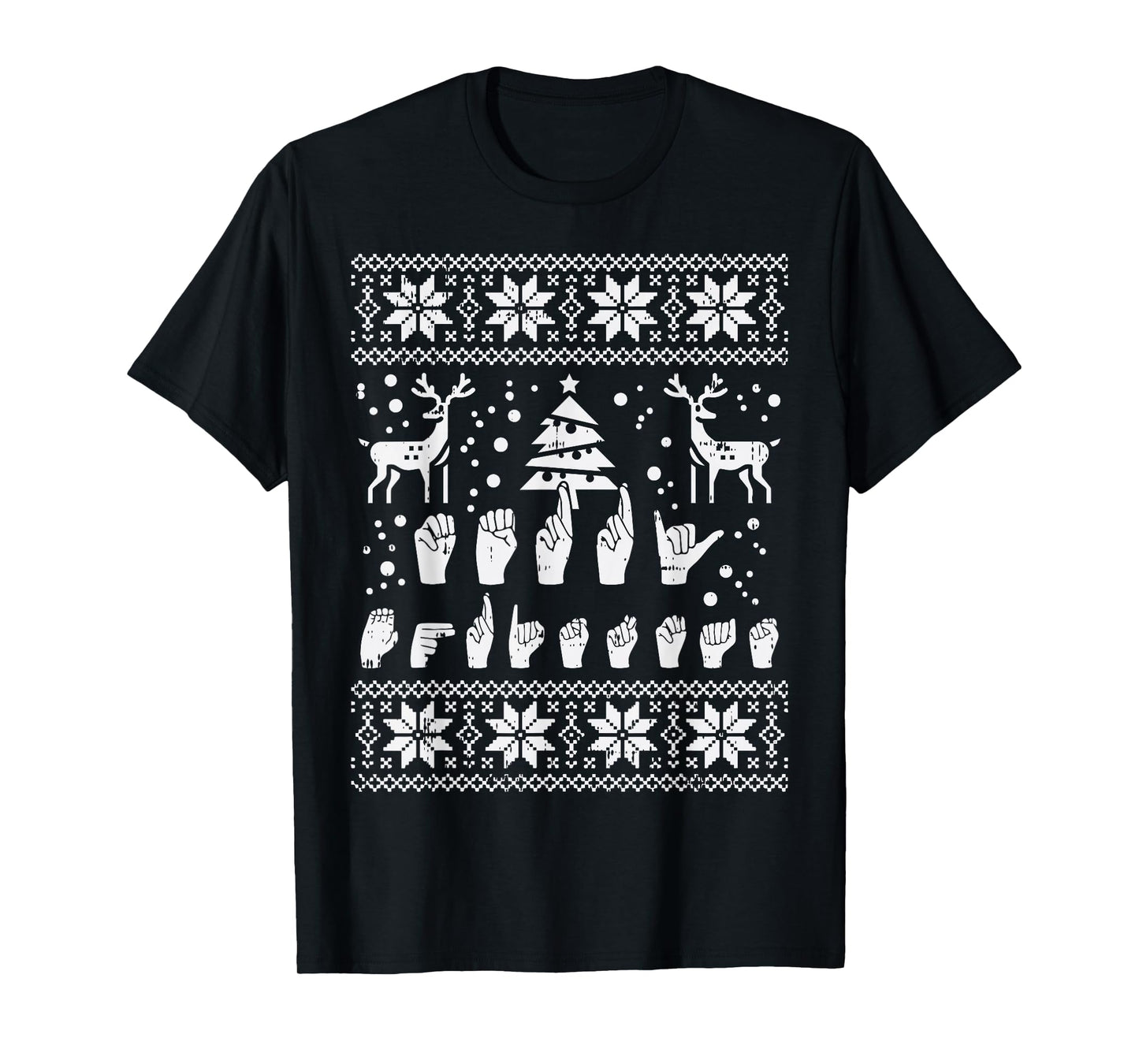 Merry Christmas Sign Language ASL Deaf Ugly Christmas Gift T-Shirt