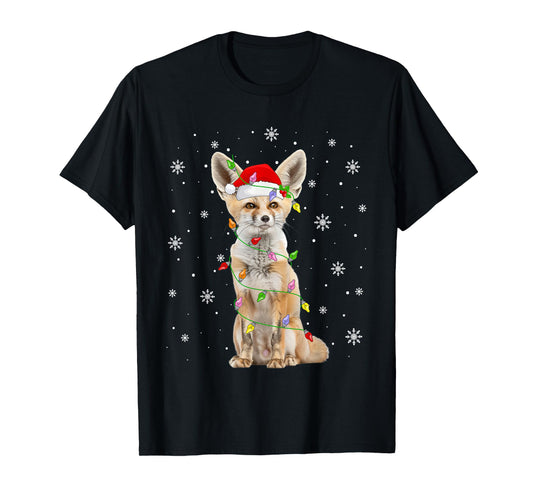 Fennec Fox Christmas Lights Funny Santa Animal Lover Xmas T-Shirt