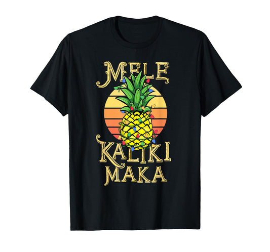 Mele Kalikimaka Hawaiian Christmas Retro Vintage Sunset T-Shirt