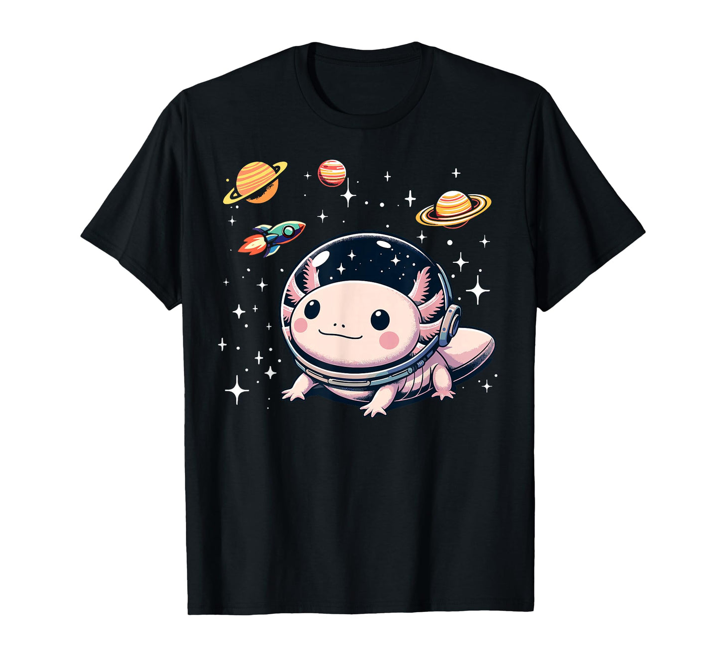 Axolotl Kawaii Cute Axolotls Astronaut Planets Space T-Shirt