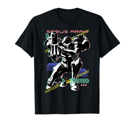 Nintendo Metroid Samus Aran Retro Neon Poster T-Shirt