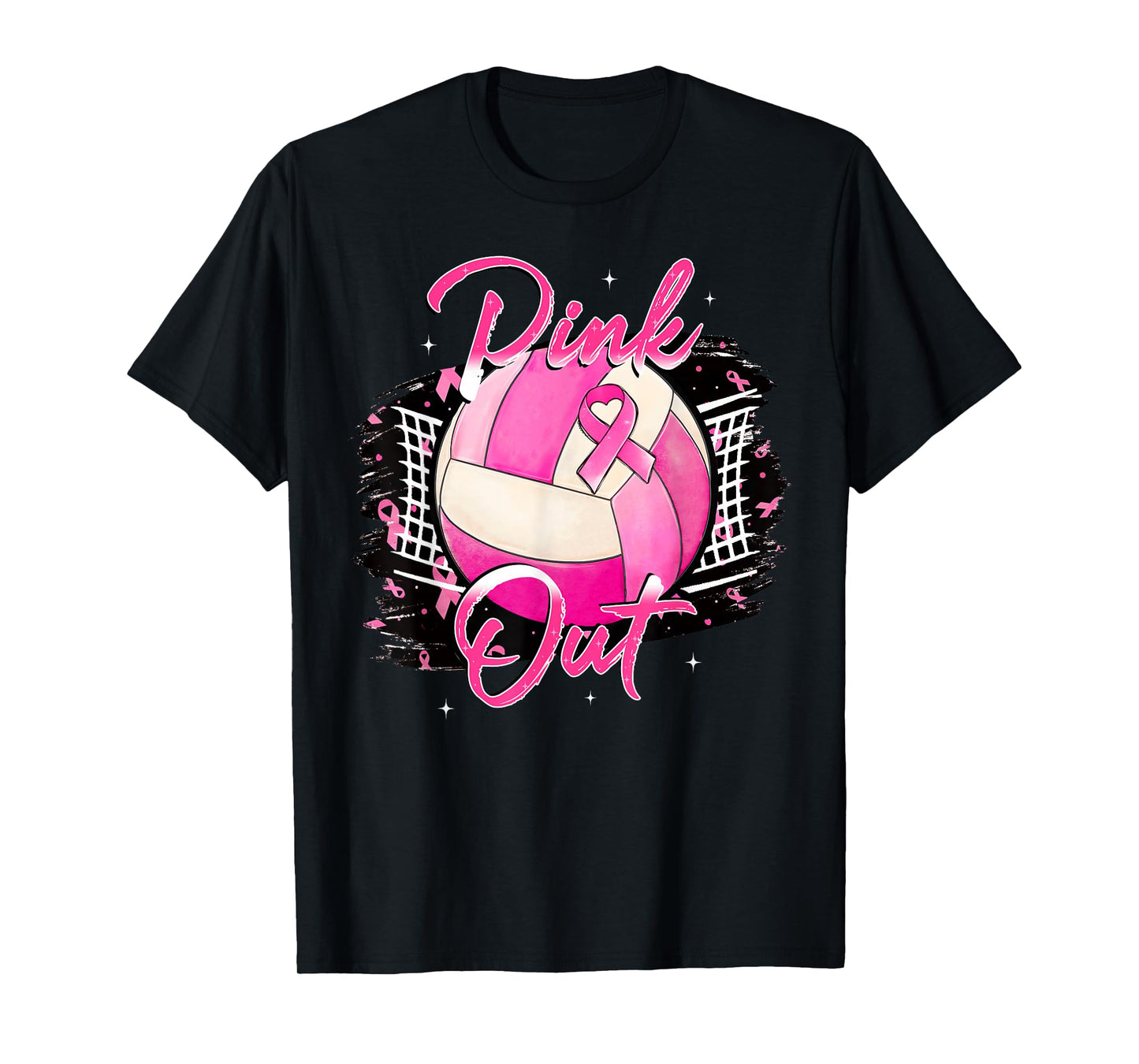 Volleyball Pink Out Breast Cancer Awareness Pink Ribbon T-Shirt
