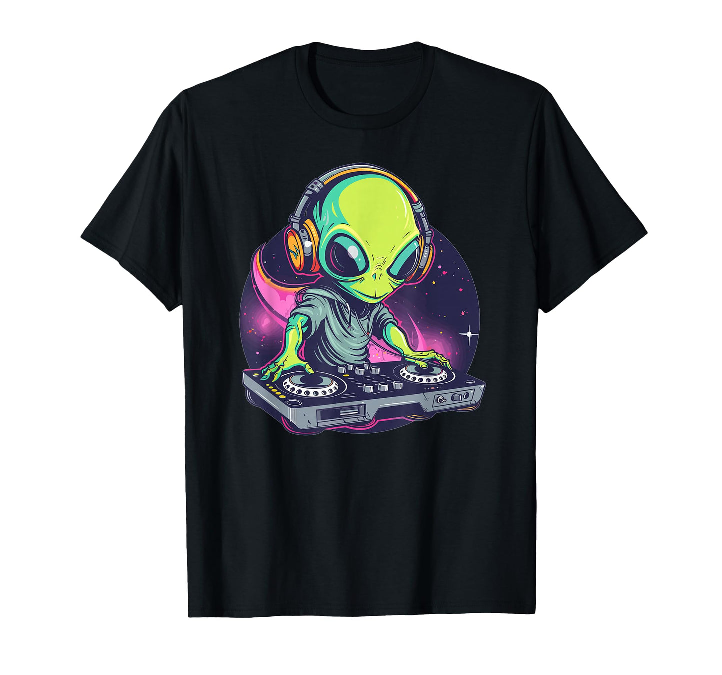 Cartoon Alien DJ T-Shirt