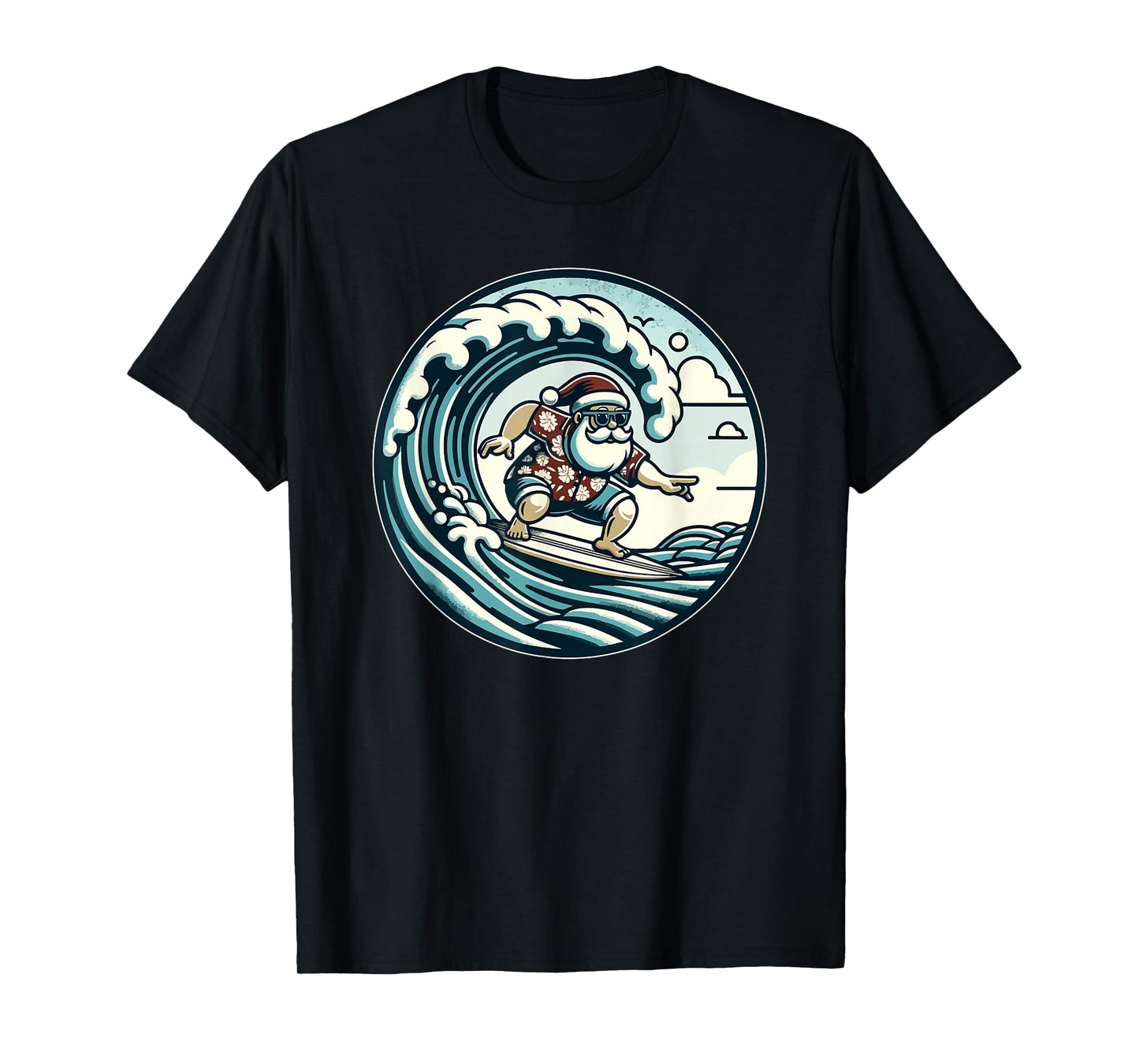 Santa Claus Hawaiian Surfing Christmas Aloha Tropical Xmas T-Shirt