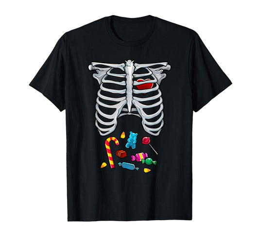 Halloween Costume XRay Skeleton Rib Heart Candy Adult Kids T-Shirt