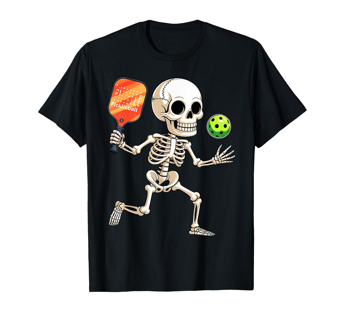 Skeleton Playing Pickle Ball Halloween Costume Funny Men Boy T-Shirt
