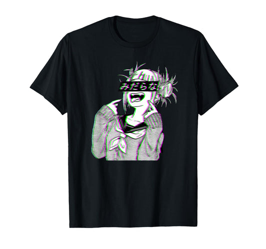 Waifu Anime Neko | Vaporwave | Glitch Manga Girl T-Shirt