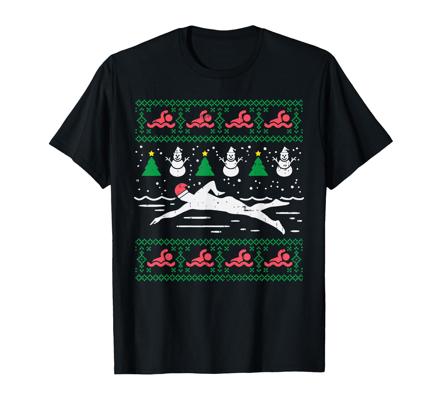 Swimmin Santa Ugly Christmas Sweater Sport Swim Swimmer Gift T-Shirt