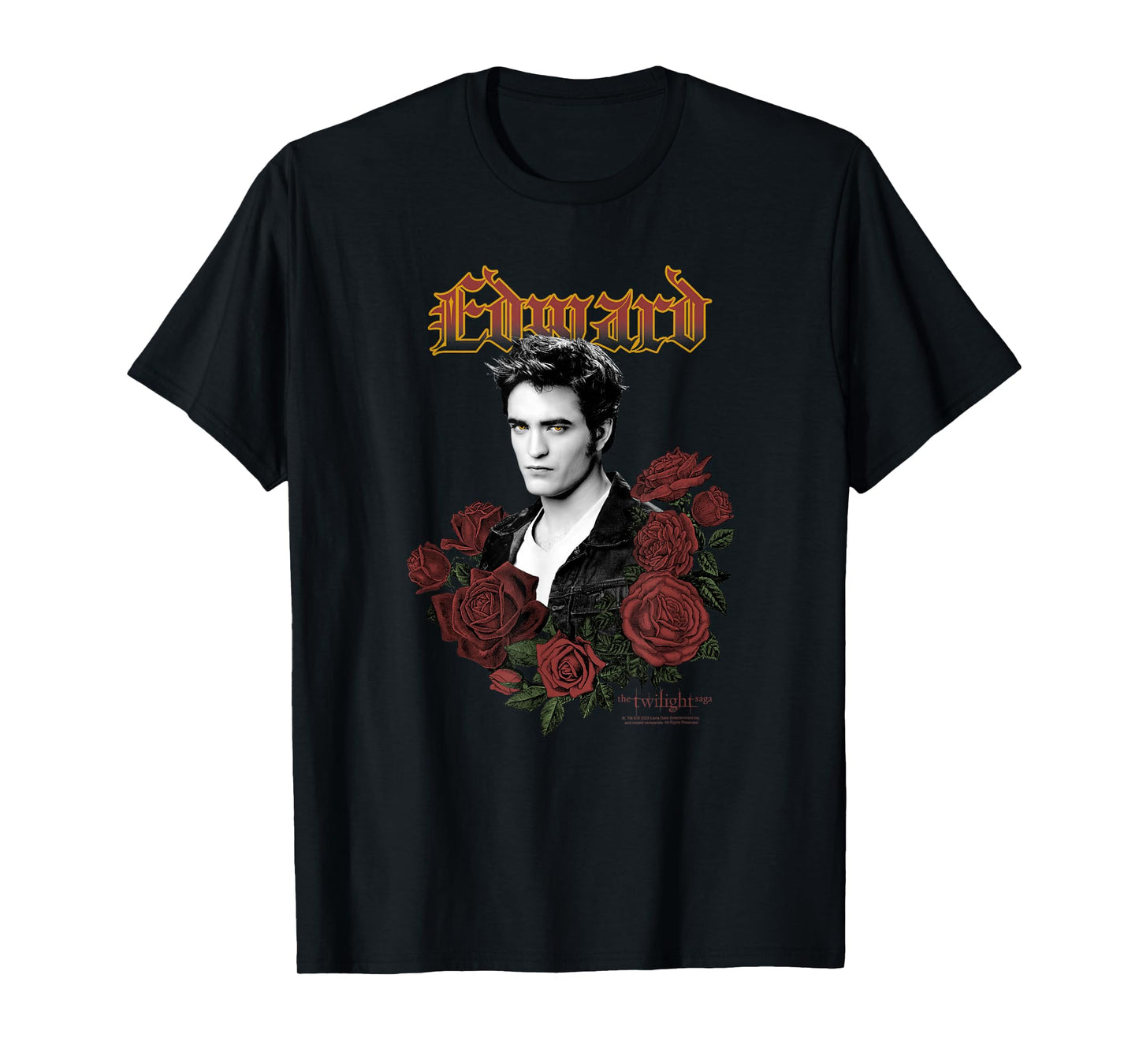 Twilight Edward Gothic Print with Roses Vintage Movie T-Shirt