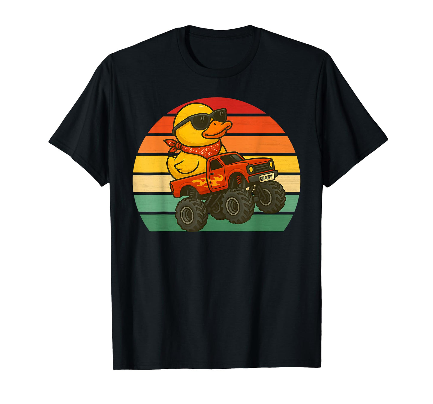 Rubber Duck Riding Monster Truck Retro Boys Rubber Ducky 70s T-Shirt