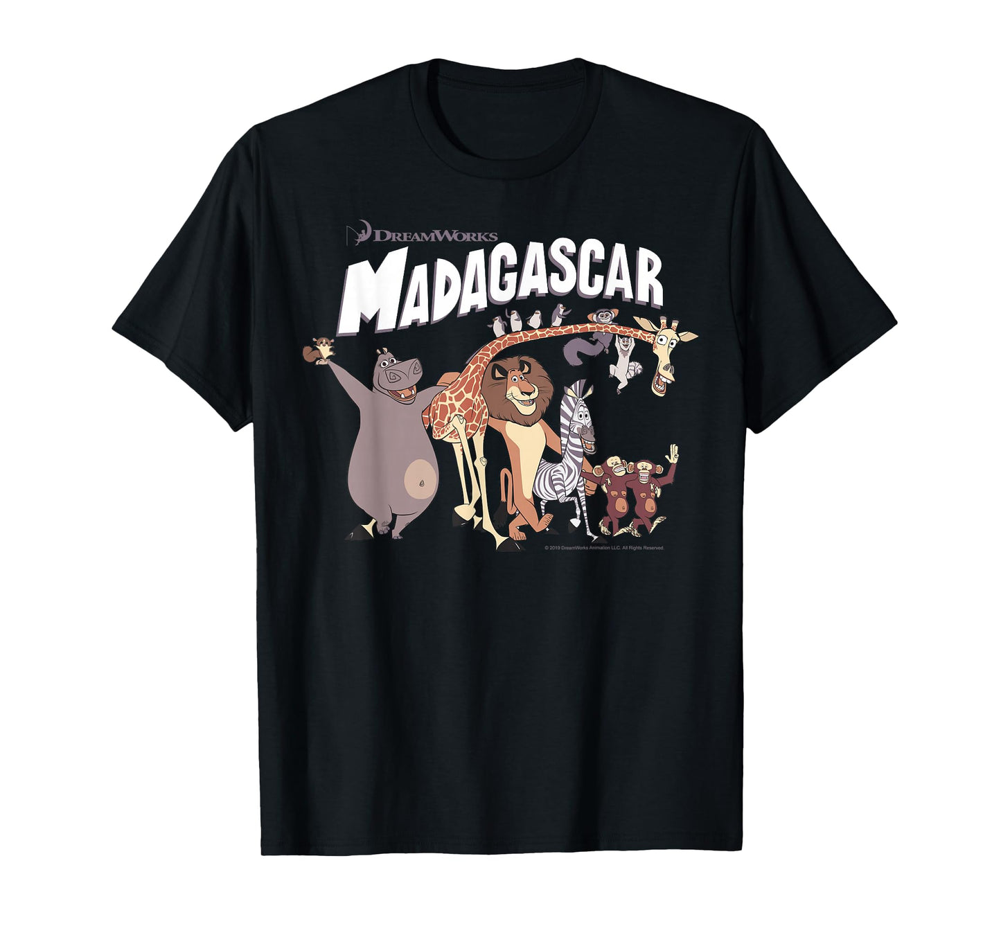 Madagascar Cartoon Group Shot Movie Logo T-Shirt Small