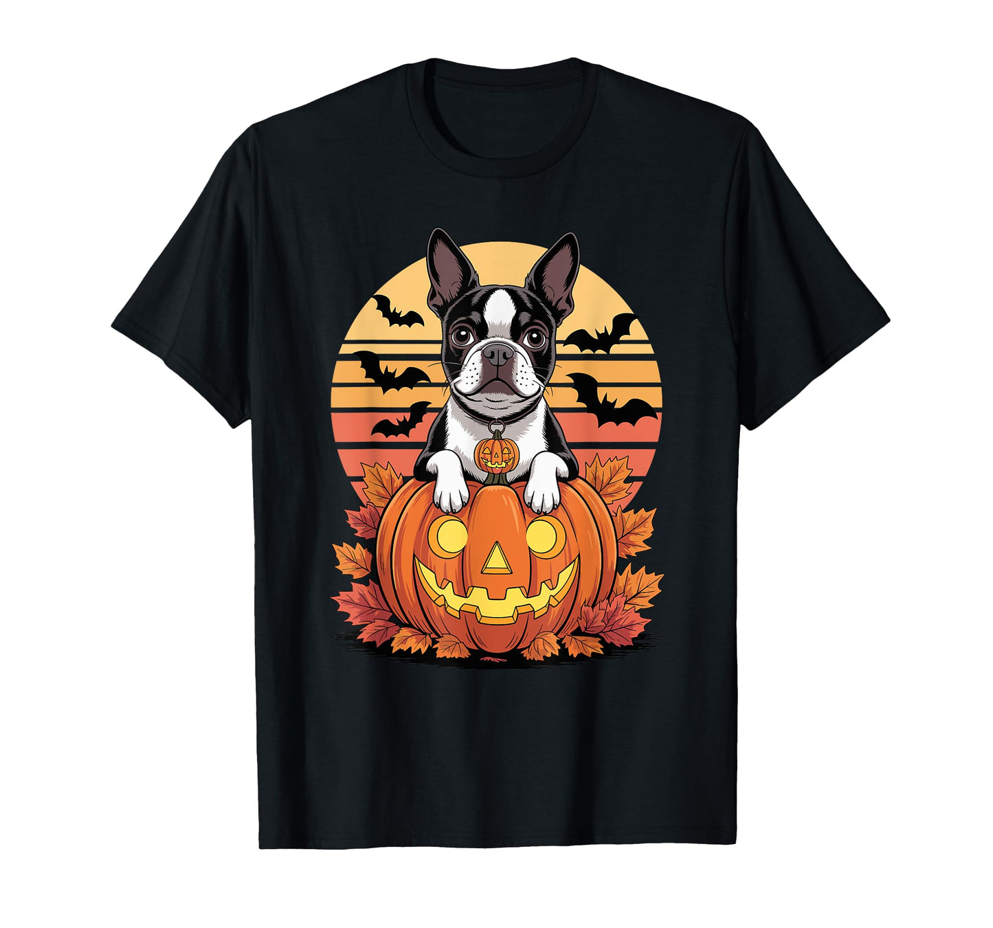 Halloween Retro Boston Terrier T-Shirt