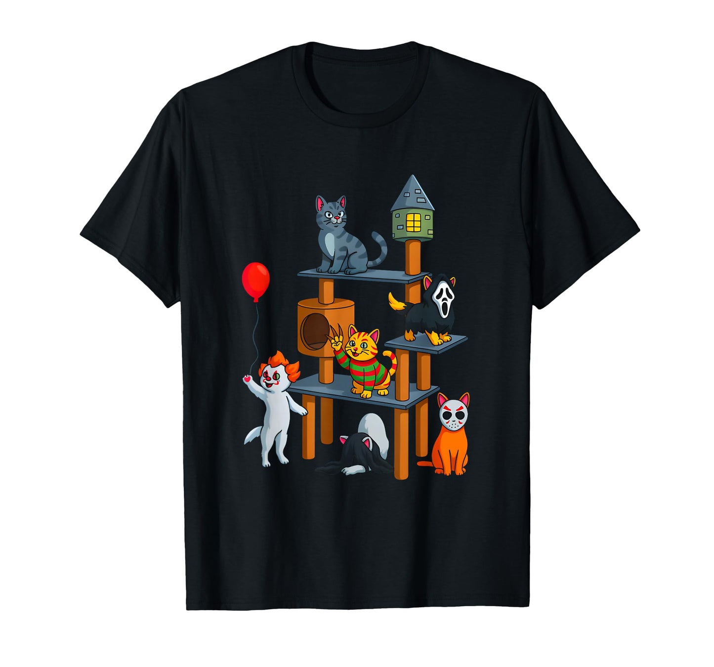 Cute Creepy Cat Horror Movie Design for Halloween T-Shirt