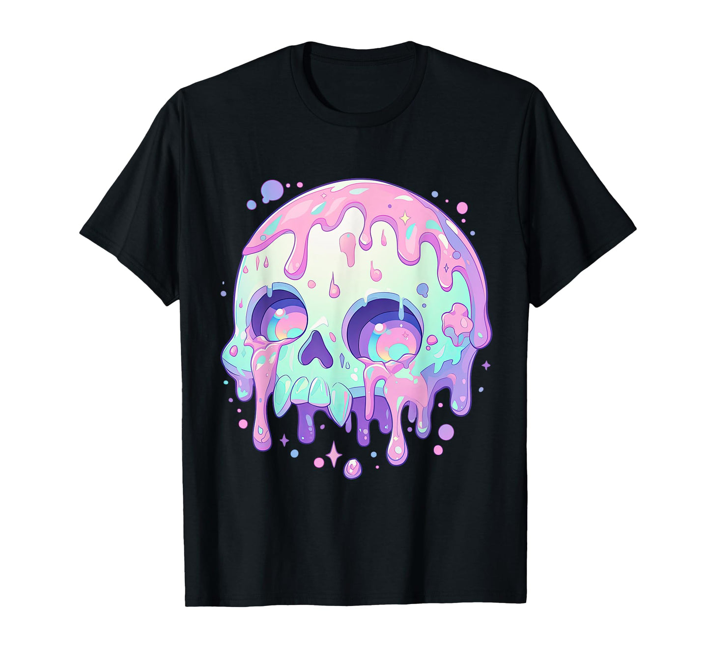 Kawaii Pastel Goth Creepy Cute Melty Colorful Skull T-Shirt