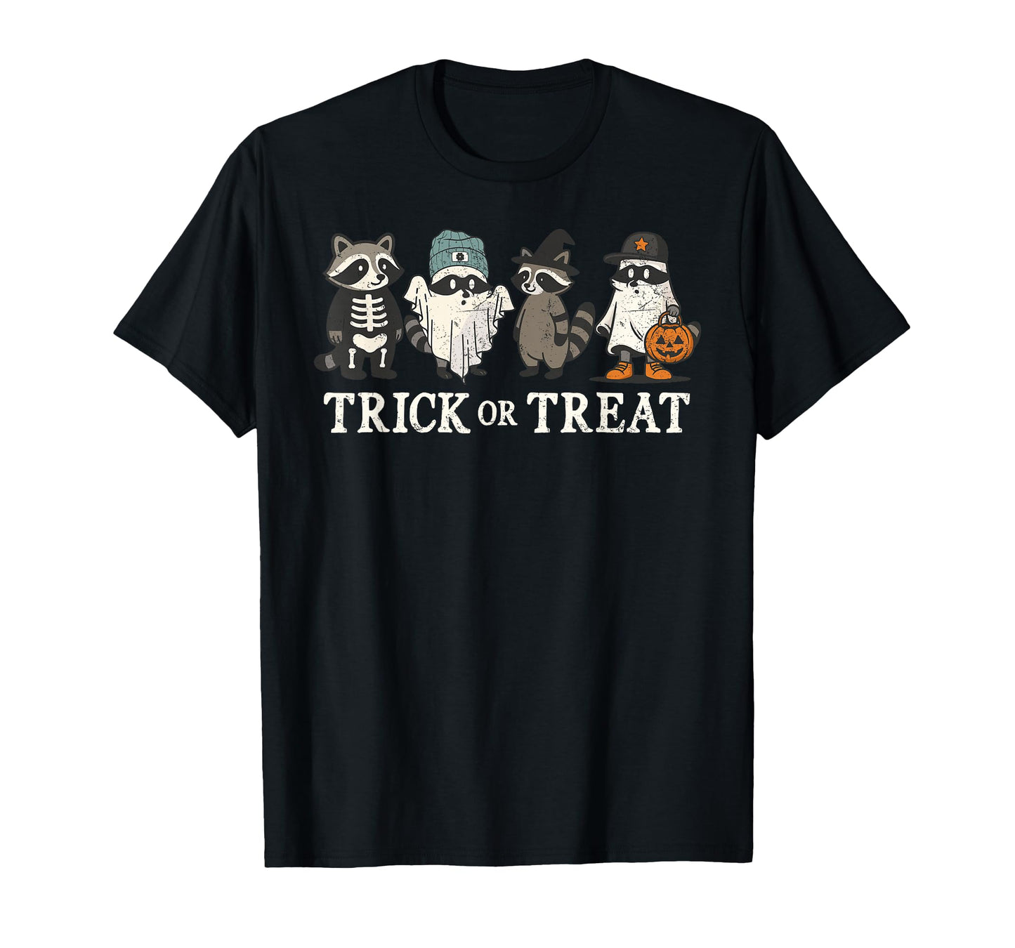 Cute Raccoon Ghost Funny Halloween Season Kids Men Women T-Shirt