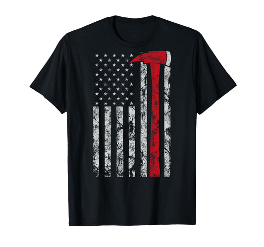 Thin red line Axe American Flag Patriot Firefighter Gift T-Shirt