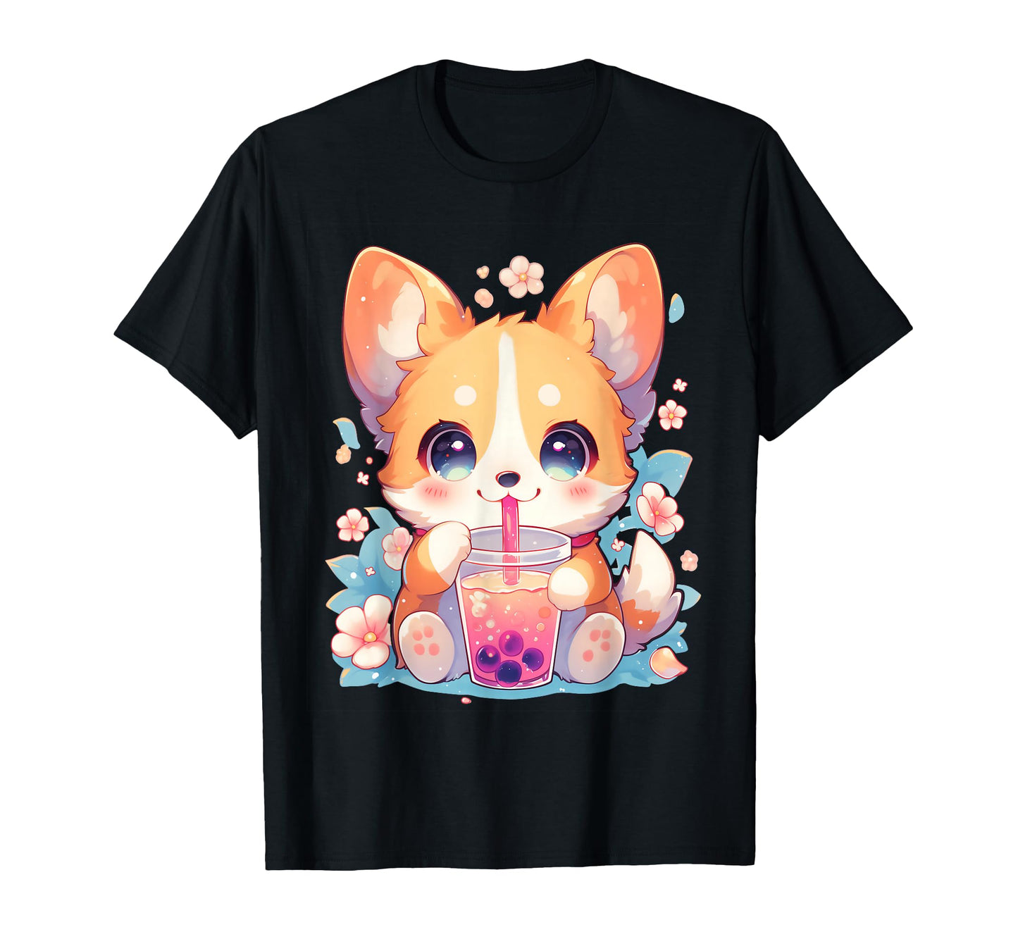 Boba Tea Bubble Tea Anime Kawaii Corgi Puppy T-Shirt
