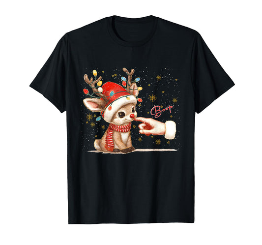 Hand Boop Christmas Santa and Reindeer Lover Baby Reindeer T-Shirt