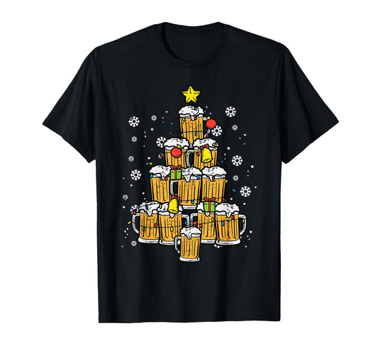 Beer Christmas Tree Xmas Brew Dad Men T-Shirt