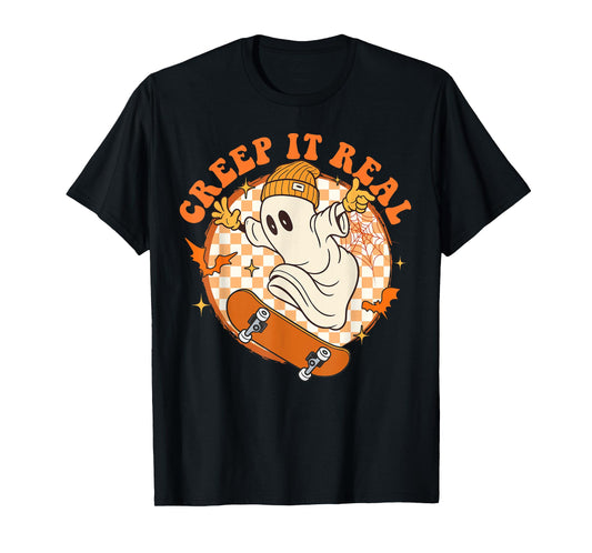 Creep It Real Ghost Boy Fall Season Vintage Retro Halloween T-Shirt