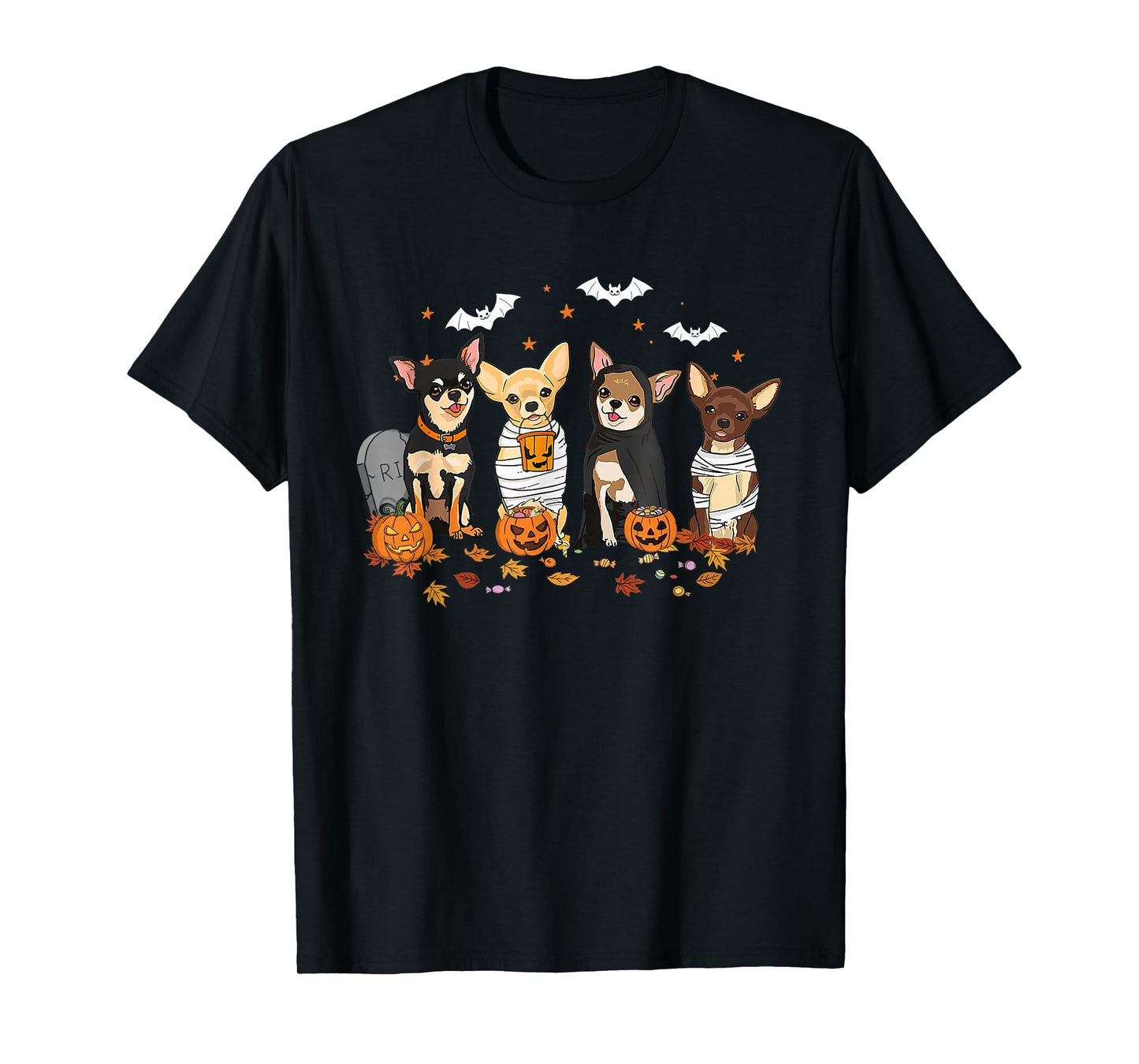 Funny Pumpkin Ghost Chihuahua Halloween Chihuahua Dog Mom T-Shirt