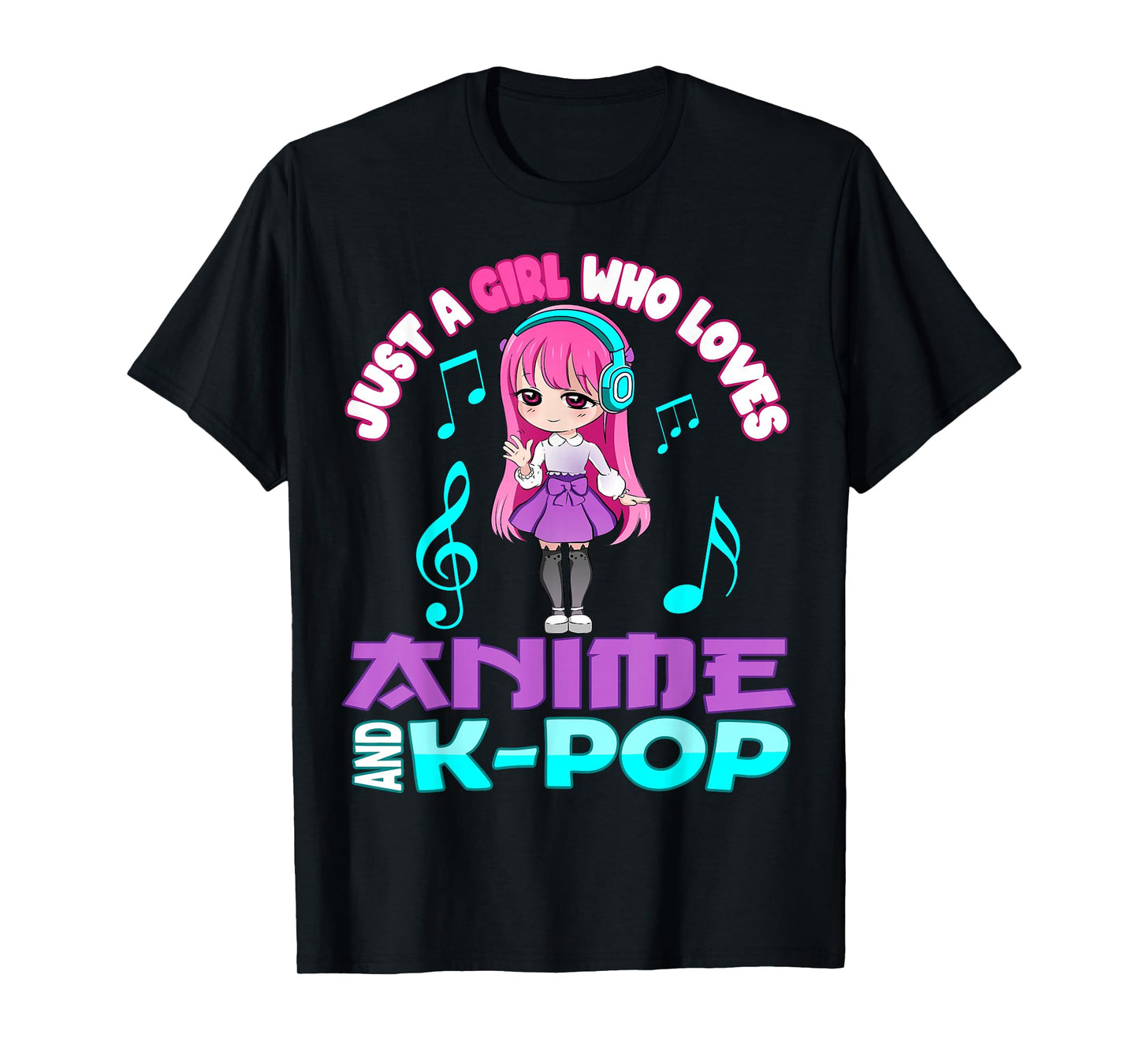 Just a Girl who loves Anime and K-pop Chibi Merch KPOP Otaku T-Shirt