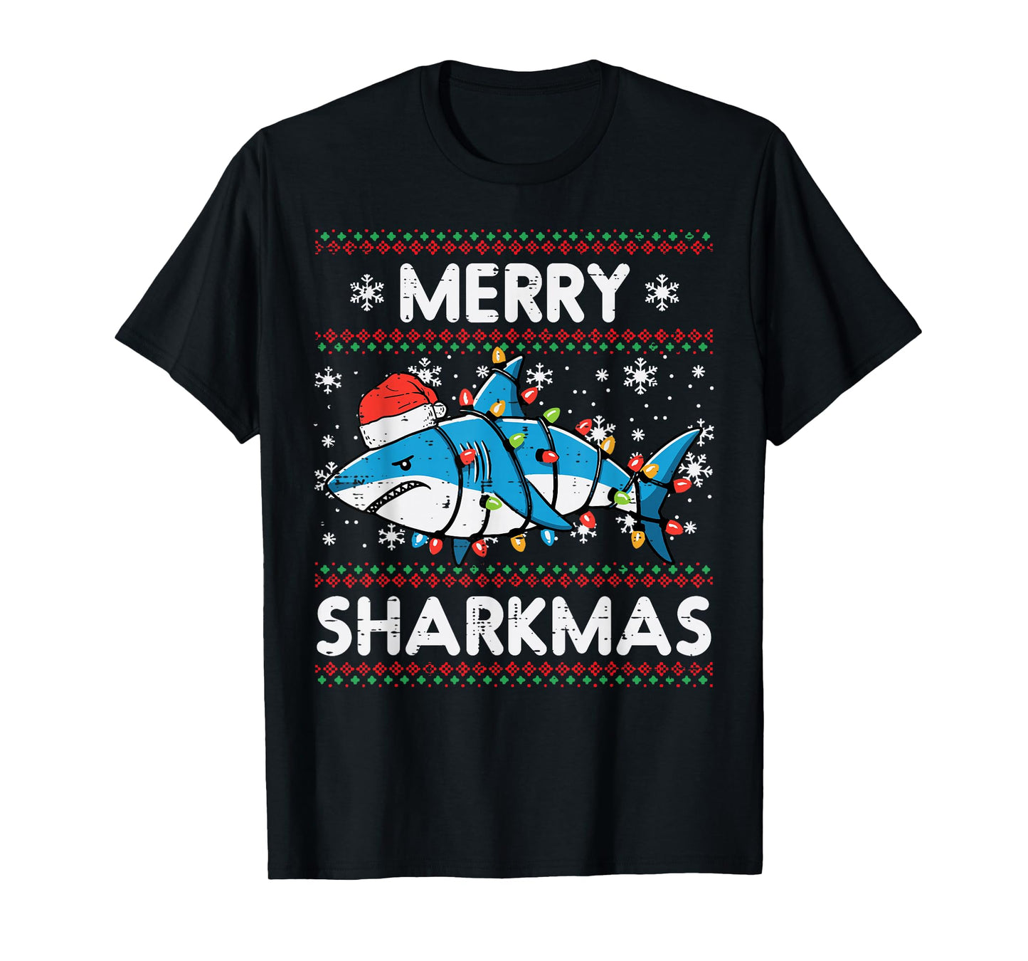 Christmas Shark Merry Sharkmas Funny Ugly Xmas Boys Kids Men T-Shirt