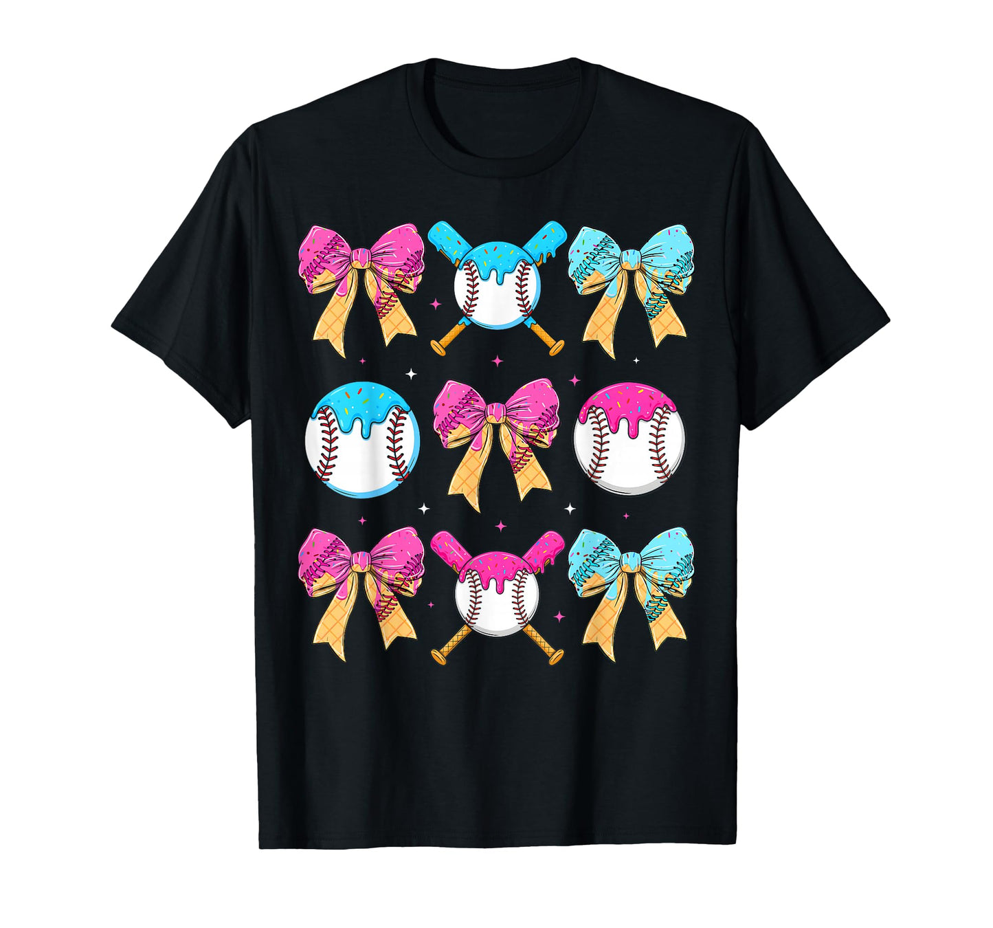 Baseball Sister Drip Bow Ice Cream Drip Girls Sprinkle Youth T-Shirt