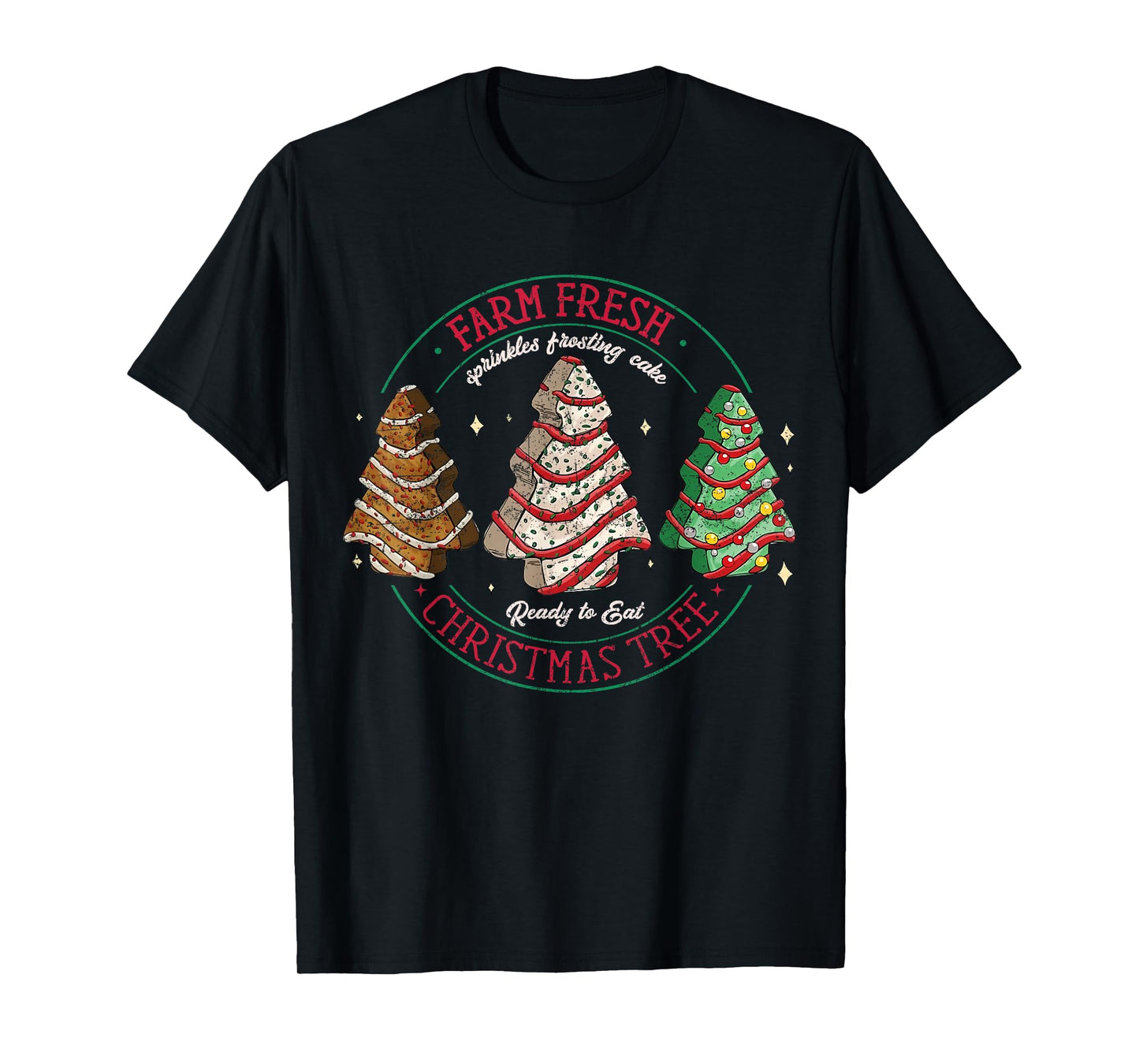 Farm Fresh Xmas Tree Cakes Retro Vintage Graphic Christmas T-Shirt