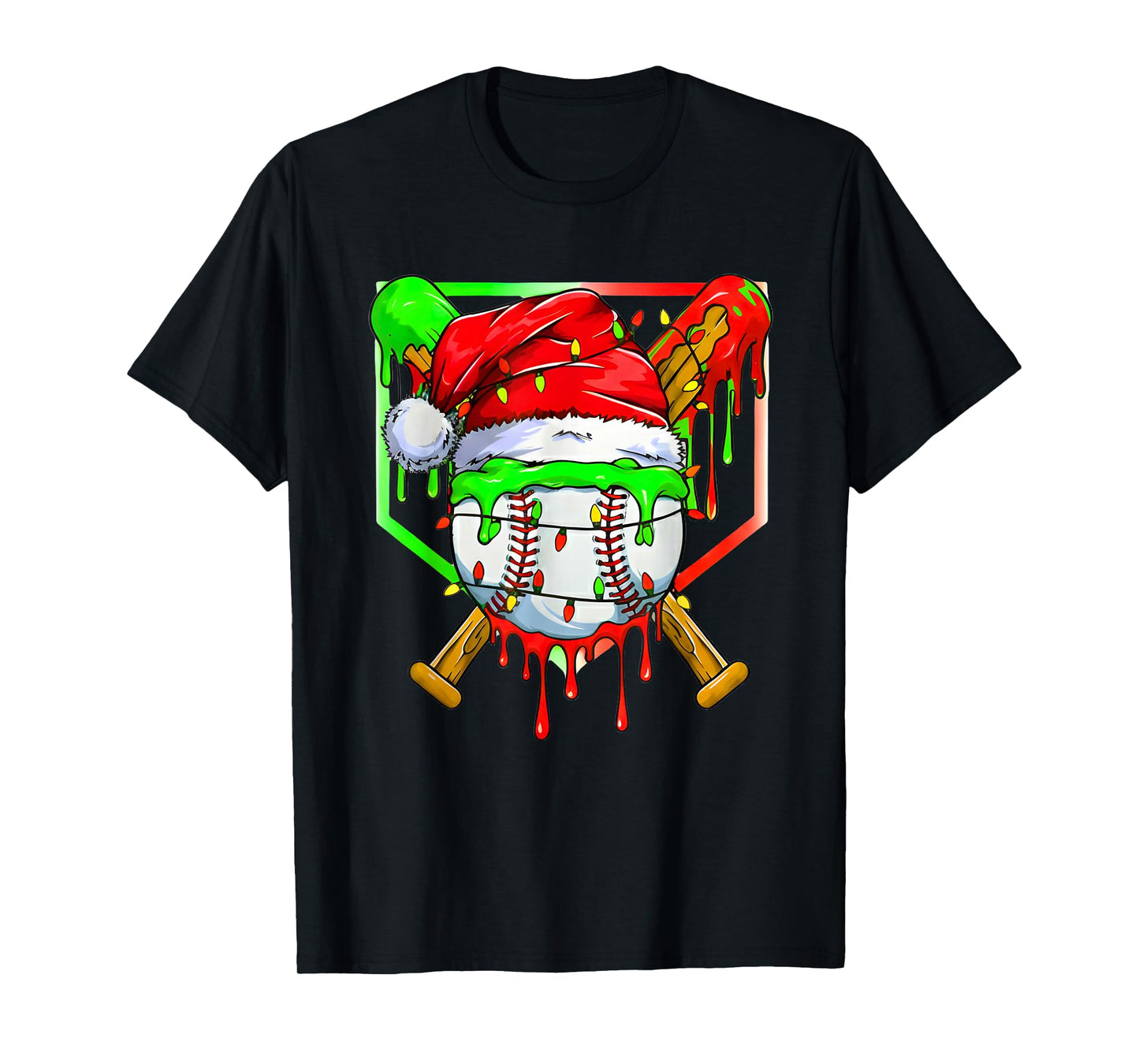 Christmas Baseball Drip for Boys Ice Cream Drip Baseball T-Shirt