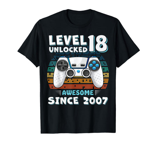 18 Year Old BDay Decorations Men Boy 18yr 2007 18th Birthday T-Shirt