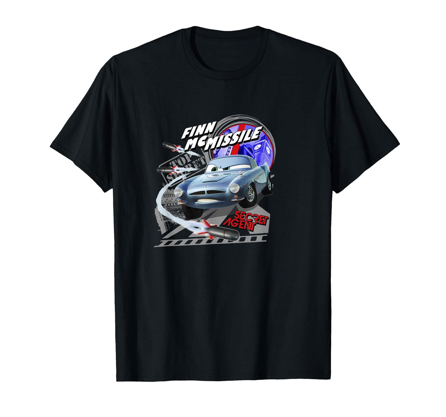 Disney Pixar Cars 2 Finn McMissile Secret Agent Poster T-Shirt