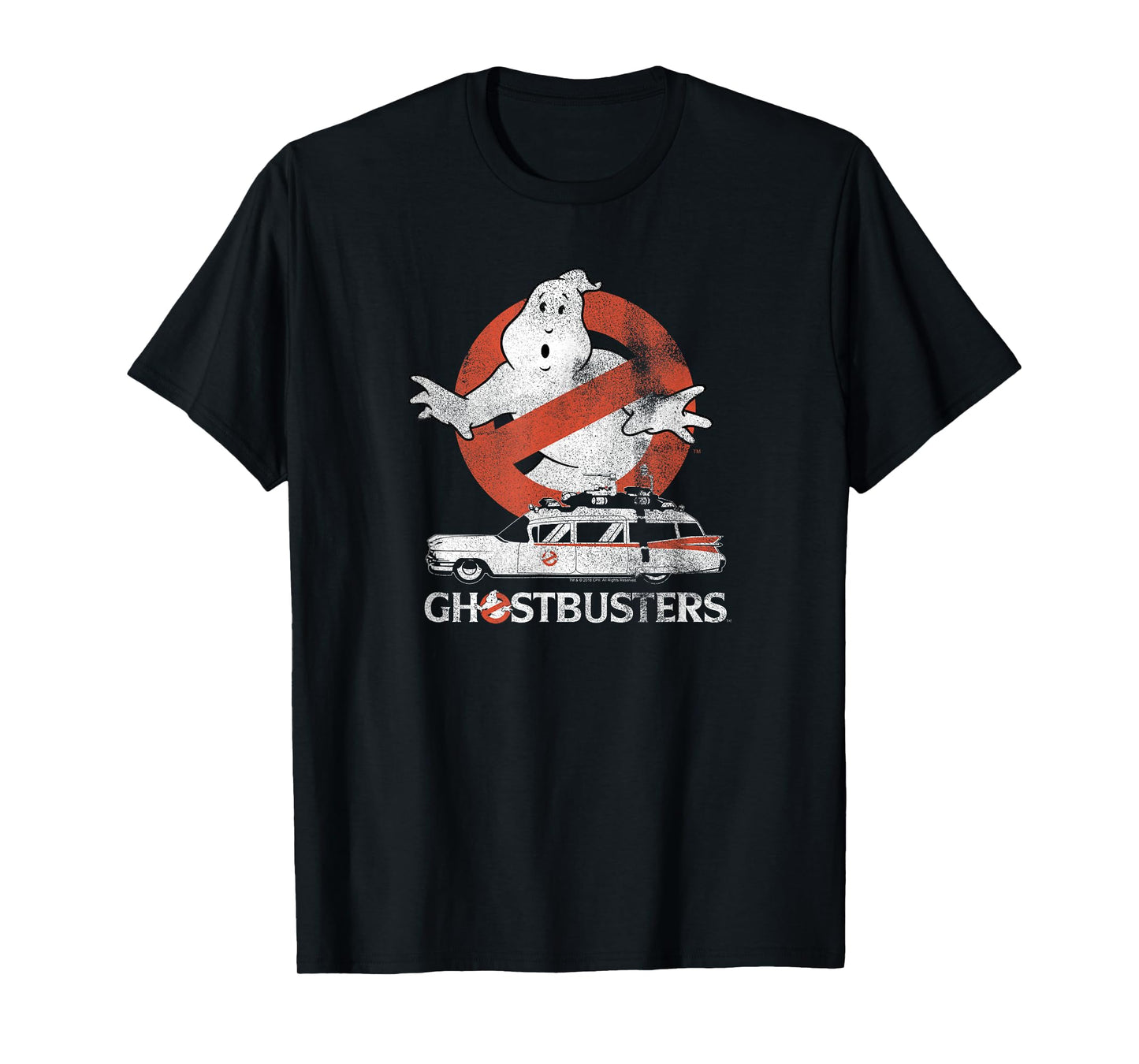 Ghostbusters No Ghost with Ectomobile Retro Movie T-Shirt