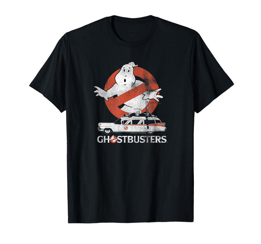 Ghostbusters No Ghost with Ectomobile Retro Movie T-Shirt