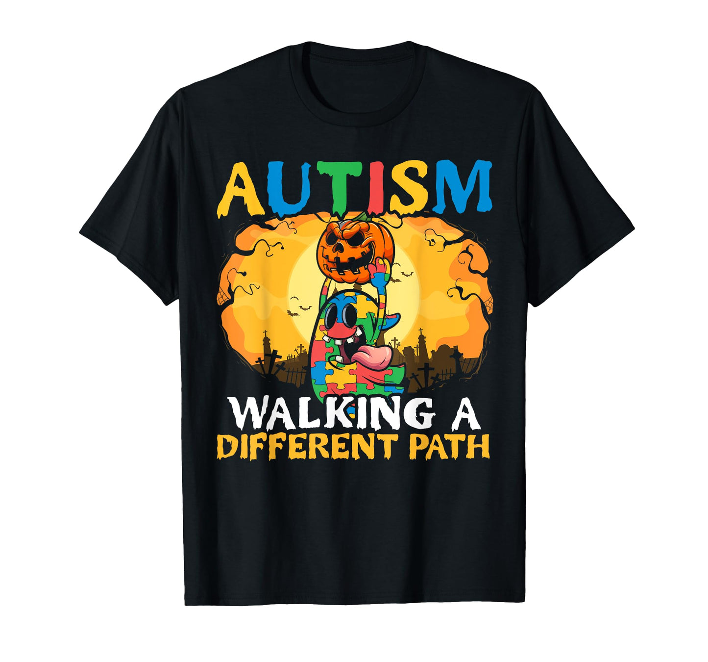Autism Halloween Puzzle Trick Or Treat Autism Awareness T-Shirt