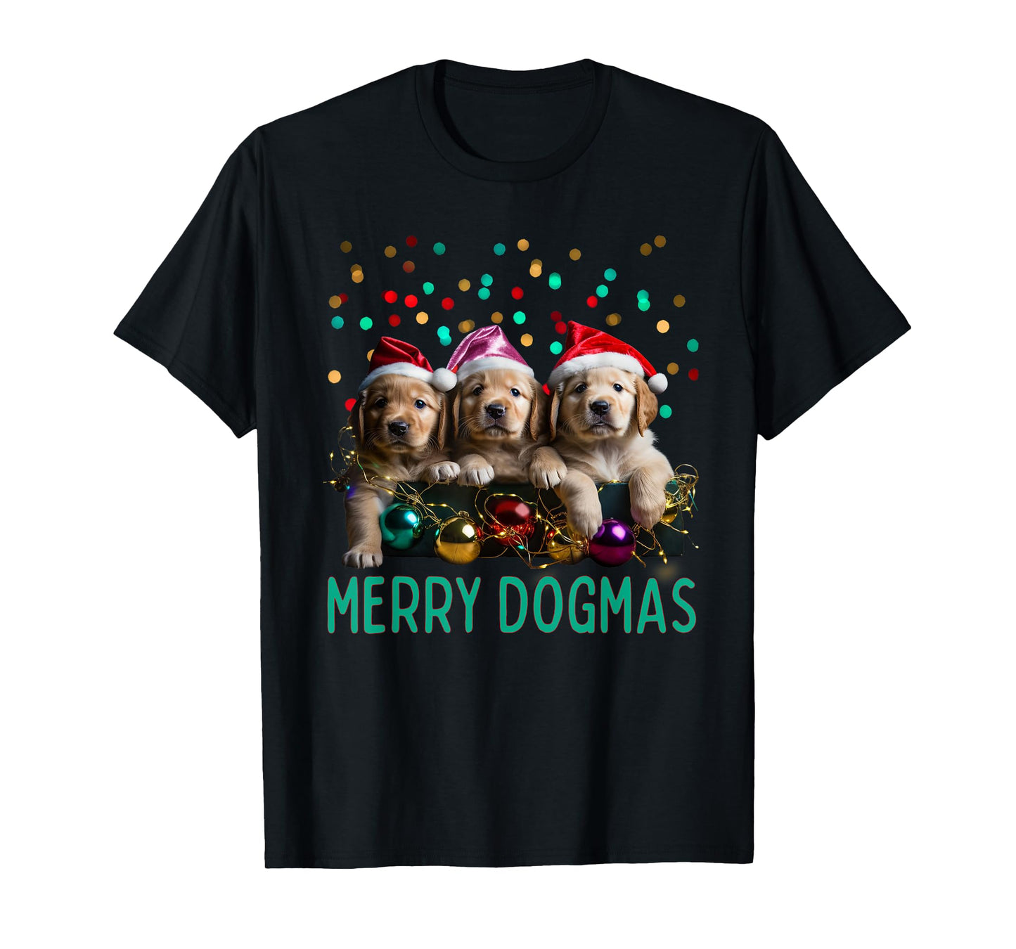 Merry Dogmas Golden Retriever Puppies Christmas T-Shirt