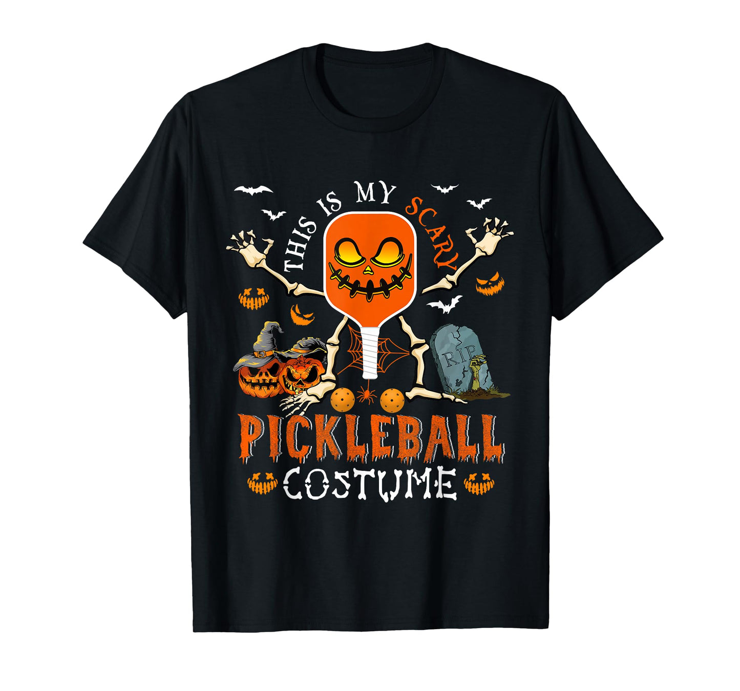 This Is My Scary Pickleball Costume Halloween Skeleton Lover T-Shirt