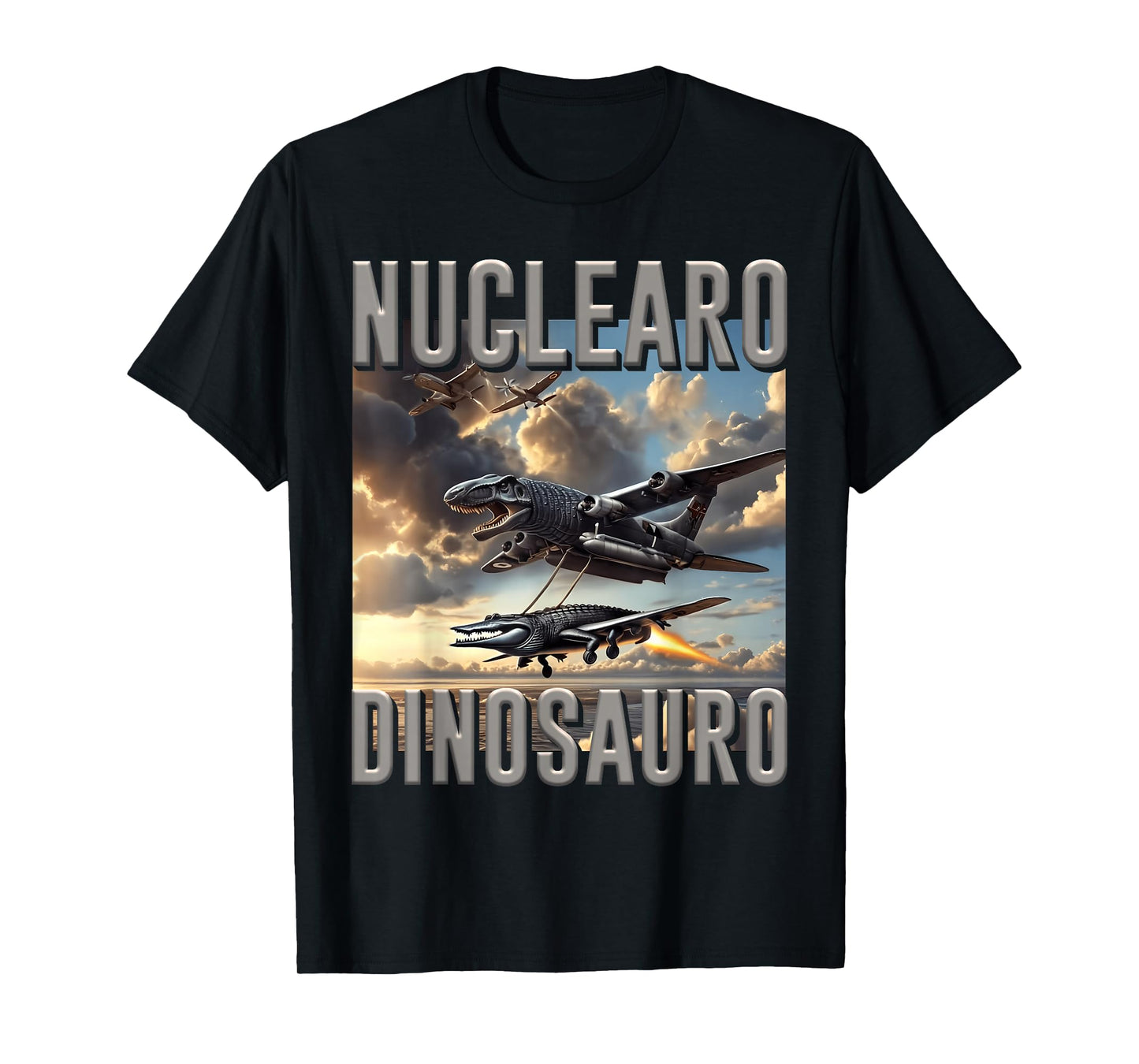 Italian Brainrot Character Nuclearo Dinosauro Kids Meme T-Shirt