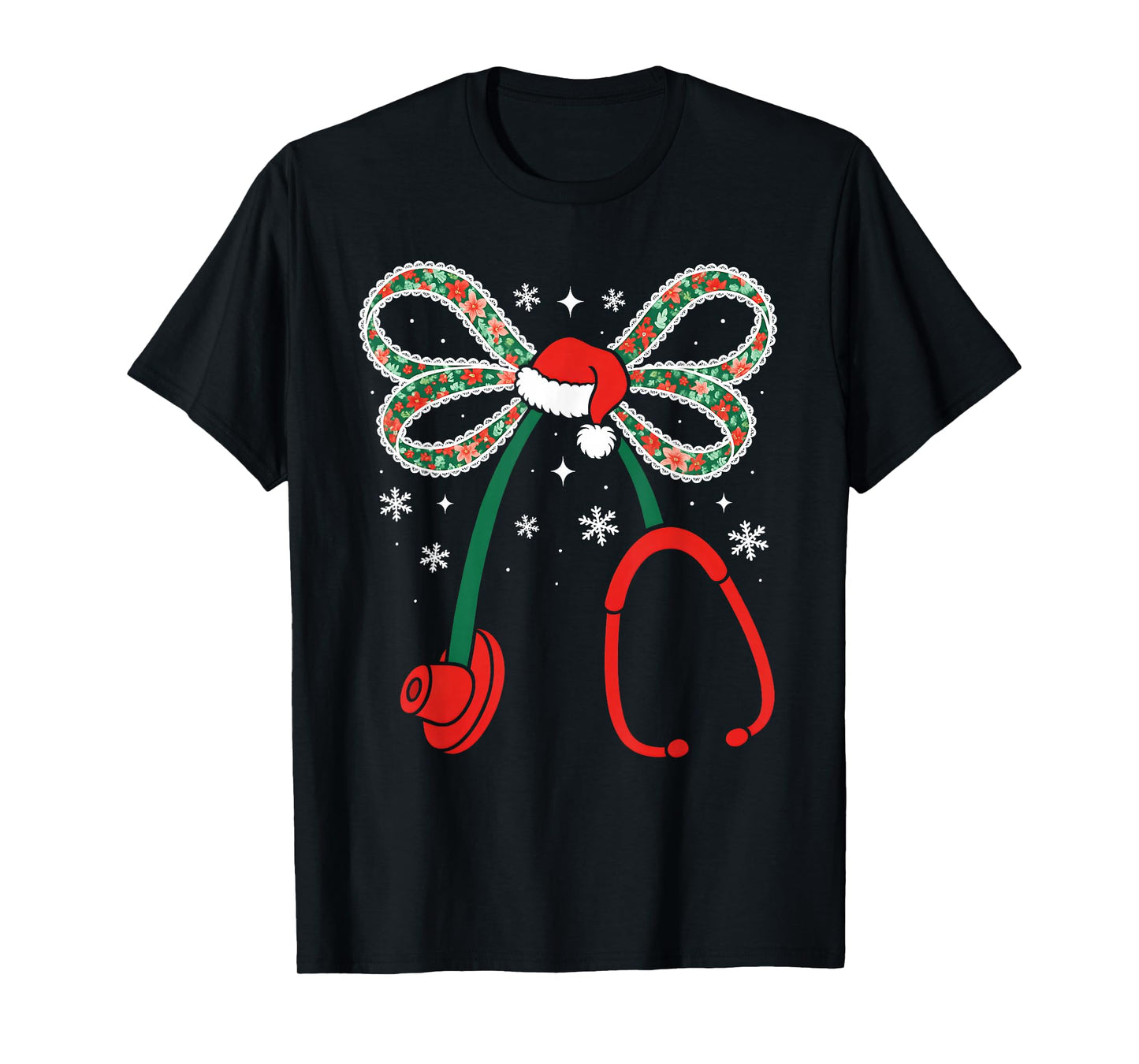 Nurse Coquette Bow Stethoscope Nursing Xmas Pjs Christmas T-Shirt