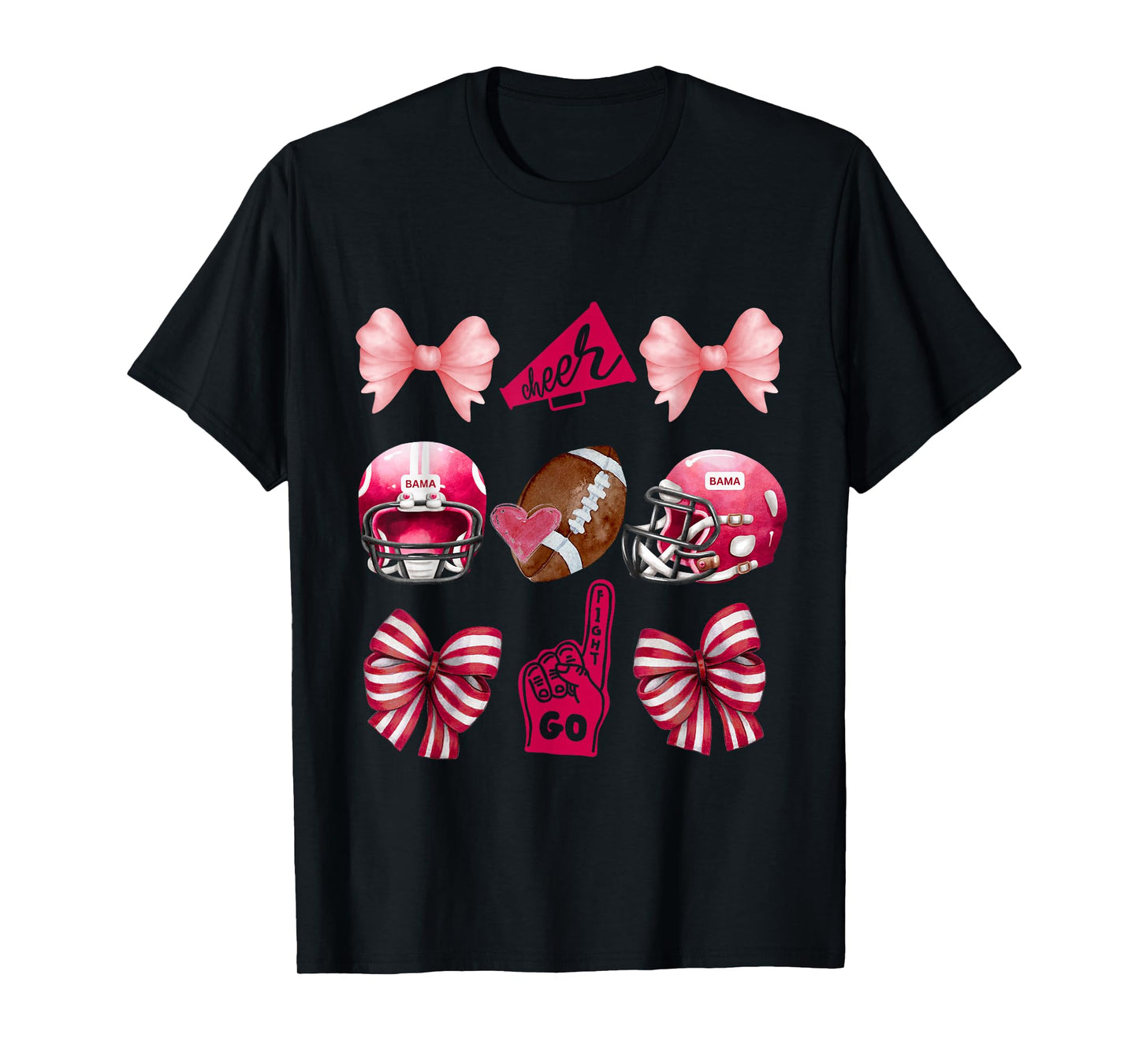 Alabama Coquette Bow Cheer Football Mom Women Girls Boy Kids T-Shirt