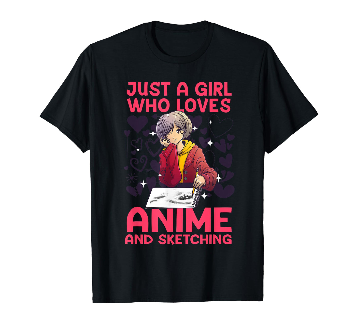 Anime Art for Women Teen Girl Anime Merch Sketch Anime Lover T-Shirt