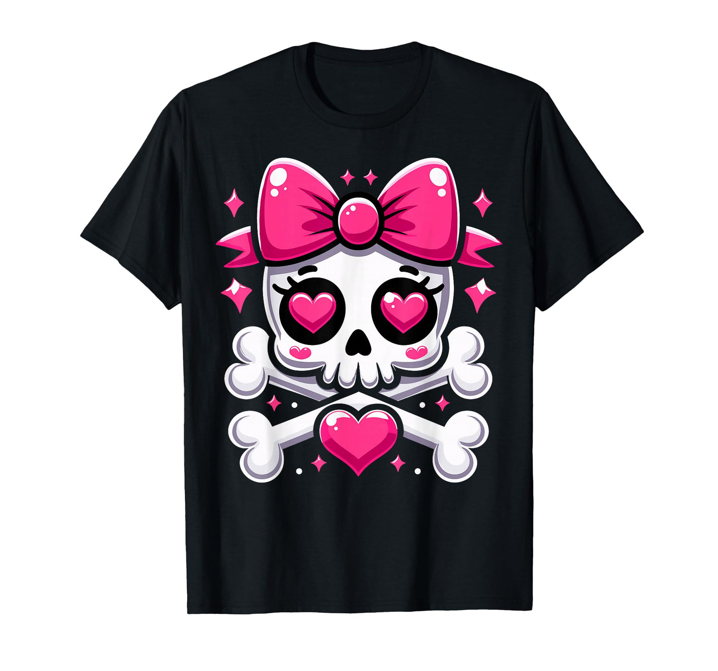 Skull with Bow Pink Girl Skull Halloween T-Shirt