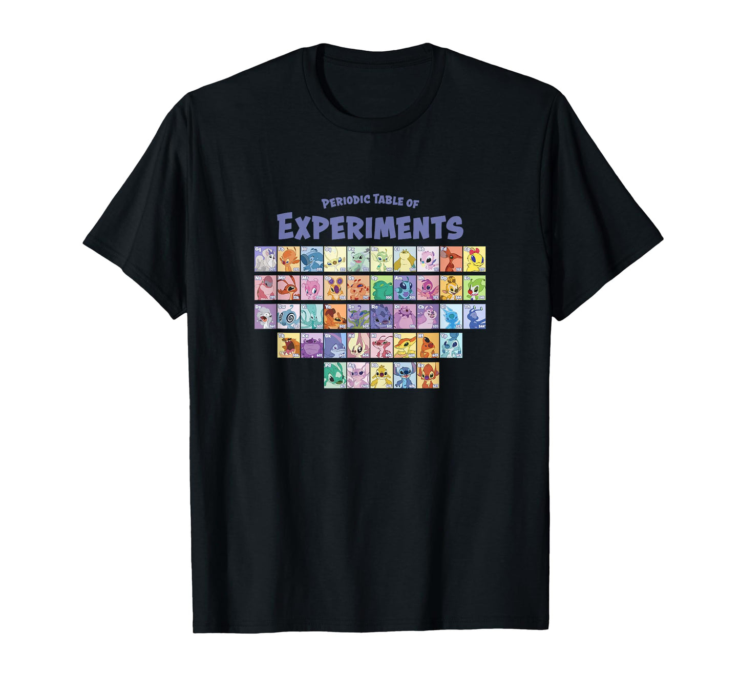 Disney Lilo & Stitch Periodic Table Of Experiments Big Logo T-Shirt