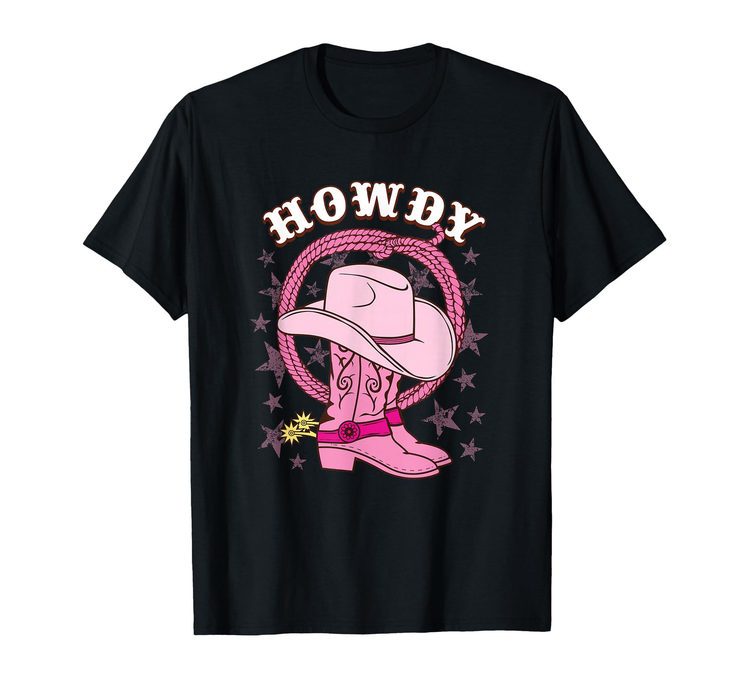 Howdy Pink Cowboy Hat Boots Country Western Rodeo for Women T-Shirt